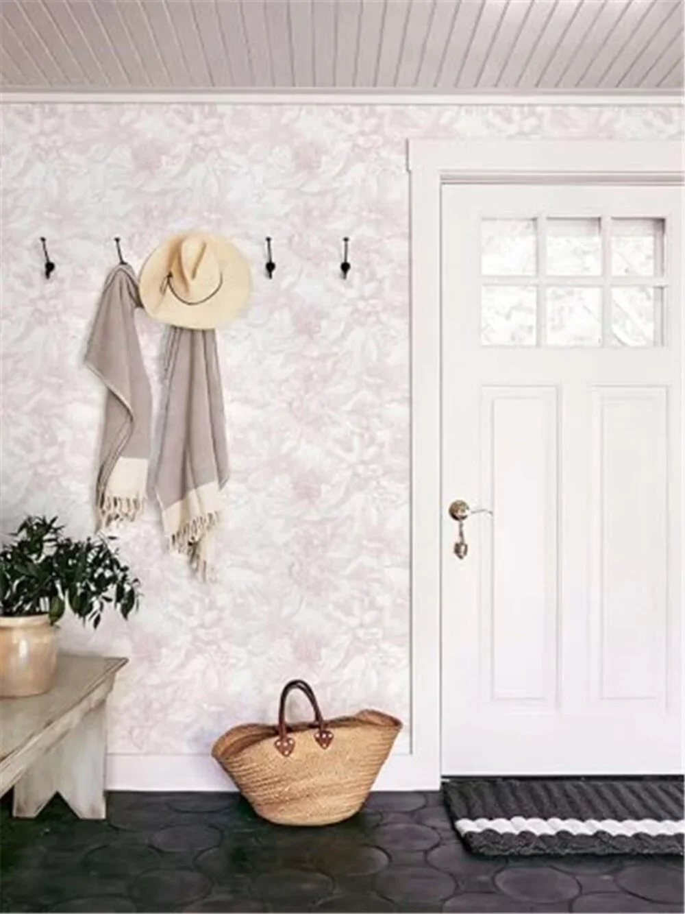 Boho Floral Peel Stick Wallpaper White Pink Removable Self Adhesive Vinyl Decor
